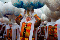 Binche festival carnival in Belgium Brussels. Belgium, carnaval of Binche. UNESCO World Heritage Parade Festival. Belgium, Walloon Municipality, province of Hainaut, village of Binche. The carnival of Binche is an event that takes place each year in the Belgian town of Binche during the Sunday, Monday, and Tuesday preceding Ash Wednesday. The carnival is the best known of several that take place in Belgium at the same time and has been proclaimed as a Masterpiece of the Oral and Intangible Heritage of Humanity listed by UNESCO. Its history dates back to approximately the 14th century.